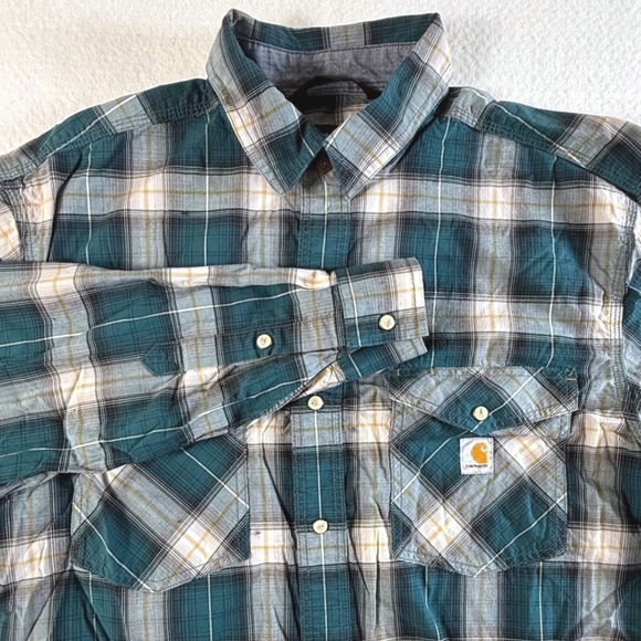 Carhartt Other - Carhartt Button Down Shirt Mens Large Plaid Rugged Flex Relaxed Fit Long Sleeve